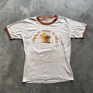 Vintage 1970s University Church of Christ Ringer T shirt Size large